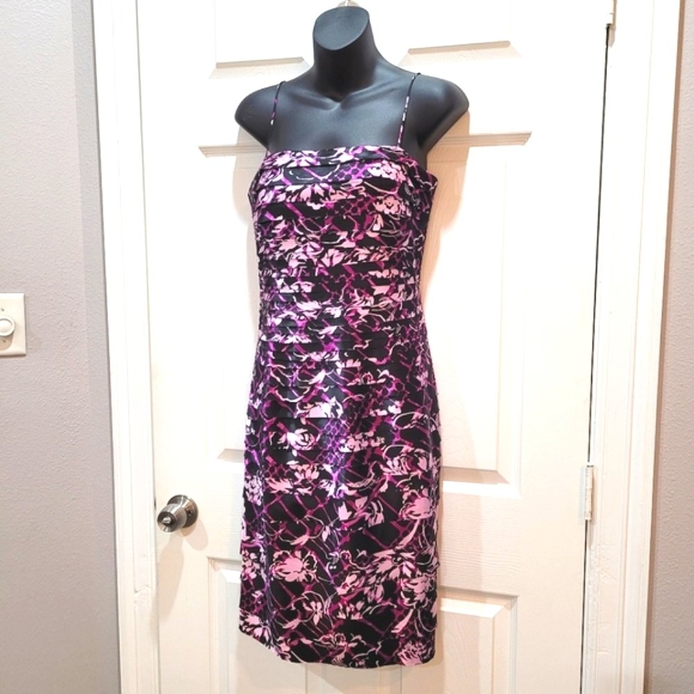 Nordstrom's pink purple pastel layered cocktail dress 90s spaghetti strap Sz10